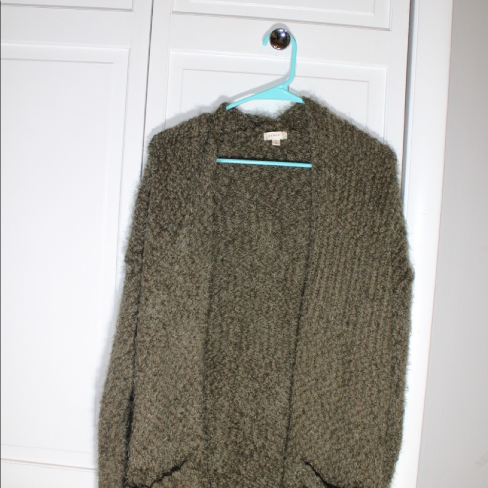 Olive Fuzzy Cardigan